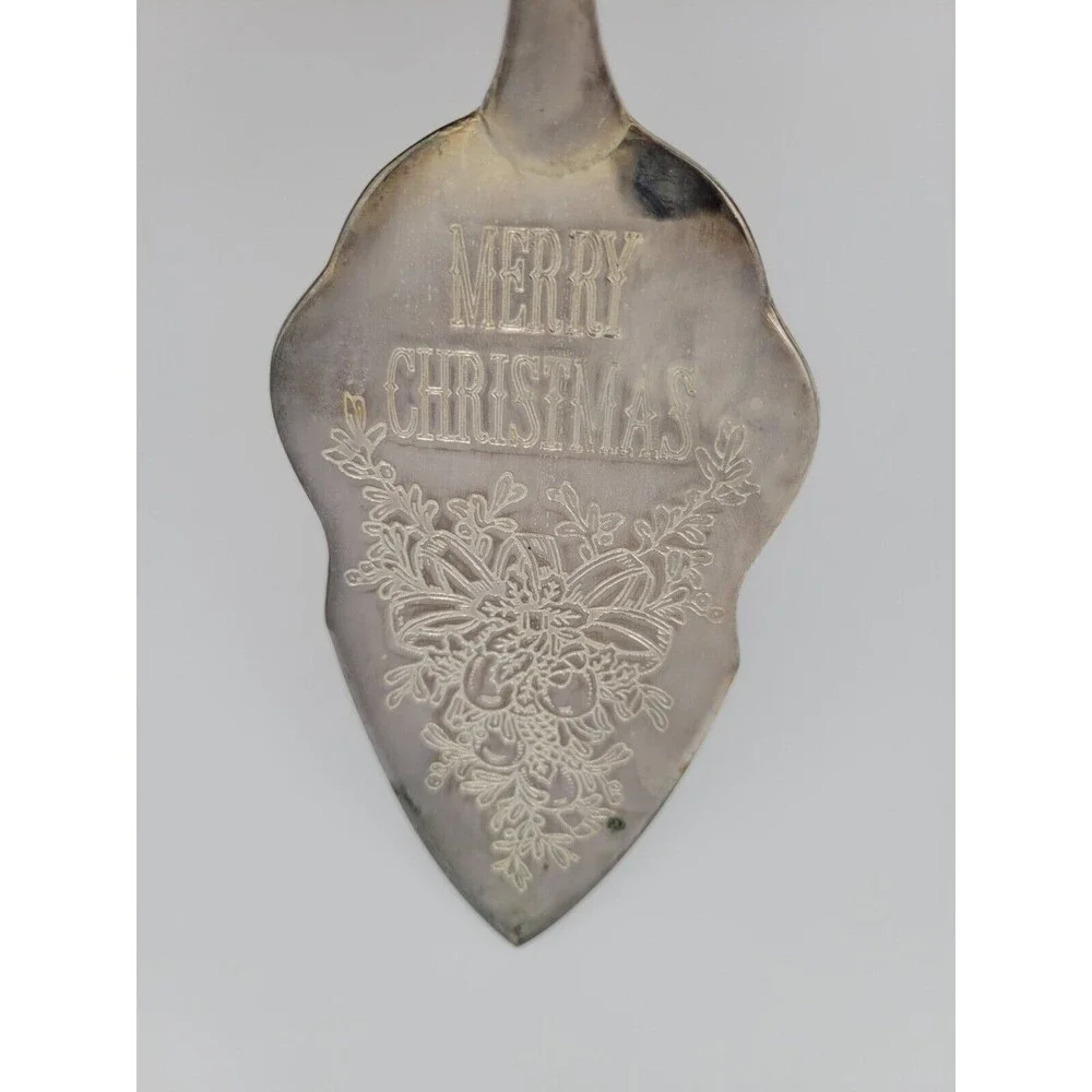 Vtg‎ Large Pie Cake Server Trowel International Silver Plated Merry Christmas